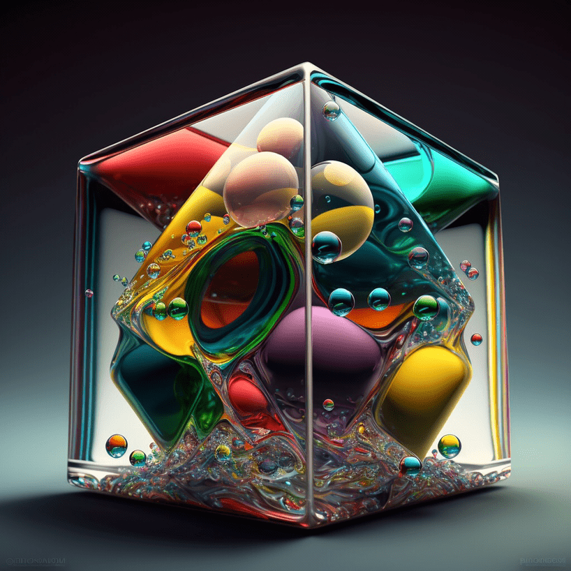 Colourful Triangular Cubes Encased in A Transparent Cube