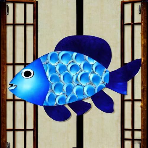 Blue Fish Swimming Past a Window